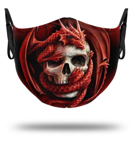 masque tete de mort dragon rouge