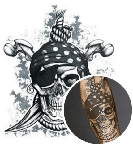 tatouage ephemere crane pirate 2