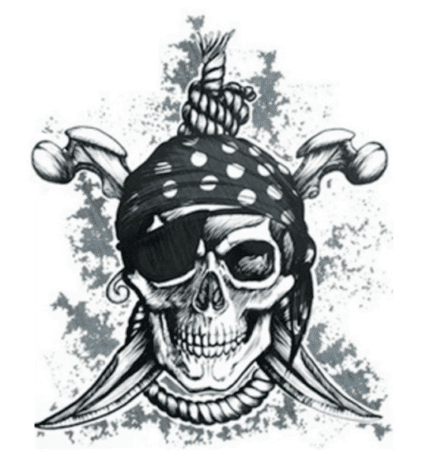 tatouage ephemere crane pirate
