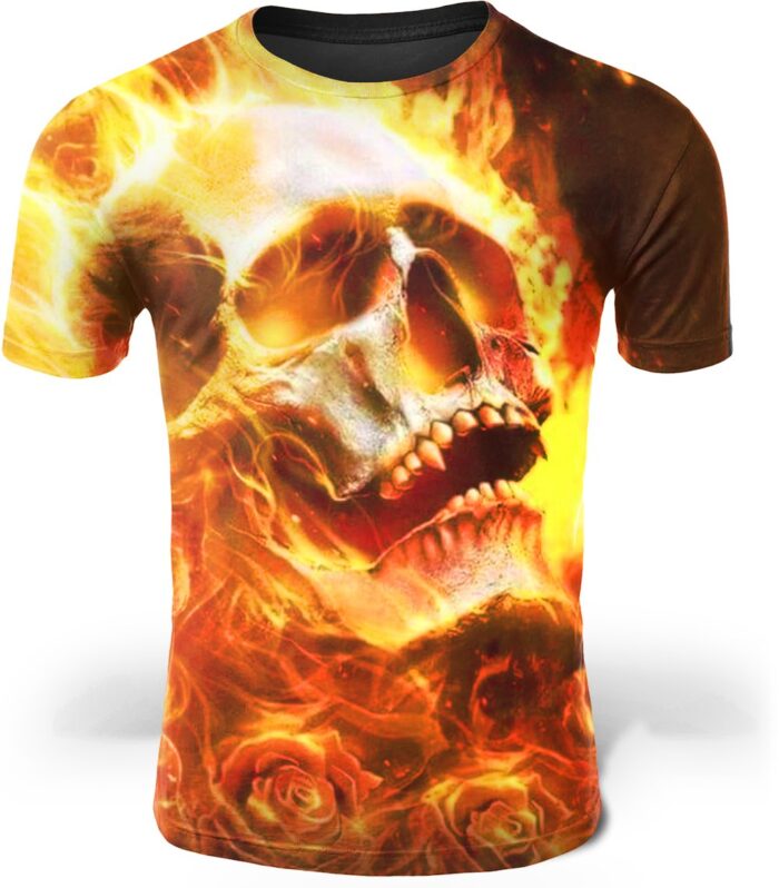 T-Shirt Tête de Mort Flammes