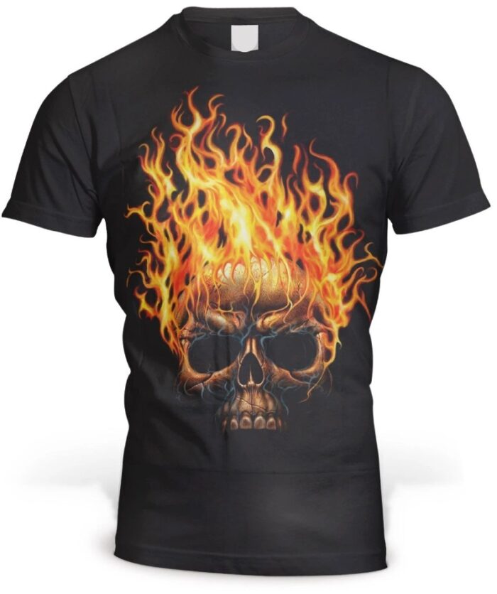 T-Shirt Tête de Mort  Enflammée